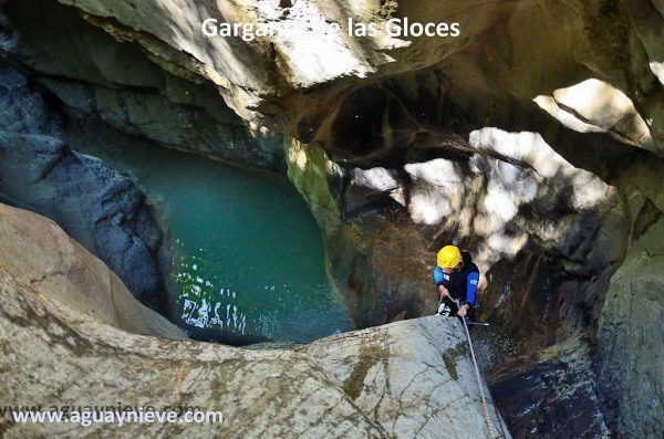 barranquismo en la garganta de las gloces garganta de las gloces, rapel de entrada