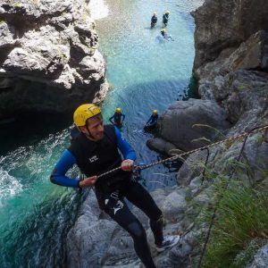 garganta o barranco de Ordiso rapelando en el barranco de Ordiso